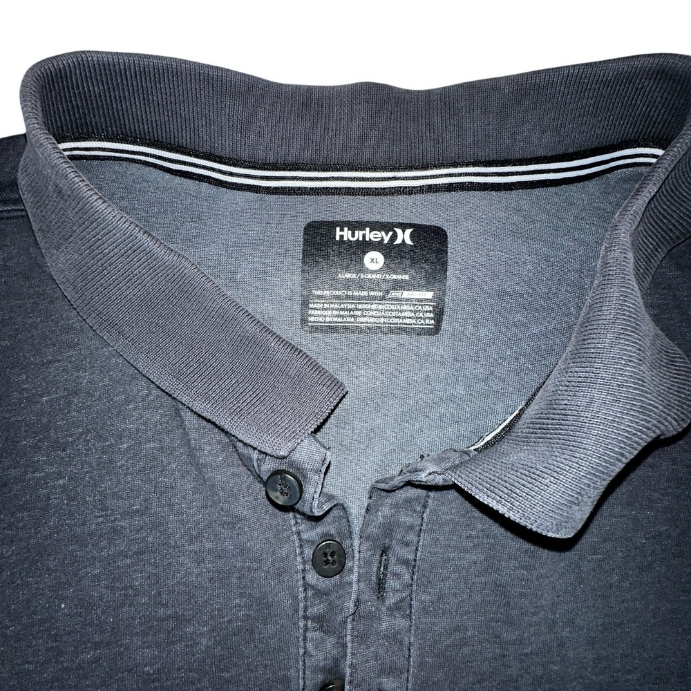 Hurley Nike Dri Fit Gray Short Sleeve Collared Polo Shirt men's‎ size XL - Picture 3 of 8